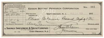 Lot #263 Thomas Edison Signed Check - Image 1