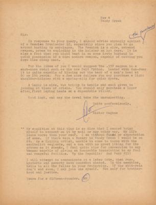 Lot #544 Hunter S. Thompson Typed Letter Signed on Guns - Image 1