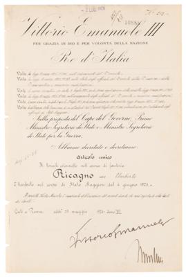 Lot #311 Benito Mussolini and Vittorio Emanuele III Document Signed - Image 1