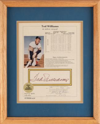 Lot #795 Ted Williams Signed Stat Sheet - Image 2