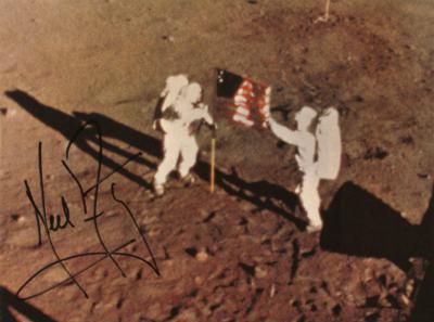 Lot #406 Neil Armstrong Signed Photograph - Rare Apollo 11 Lunar Surface Image - Image 1