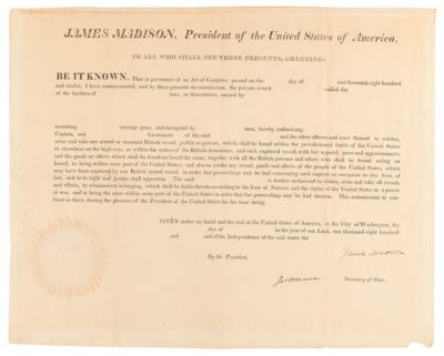 Lot #108 James Madison and James Monroe Document Signed as President and Secretary of State - Image 2