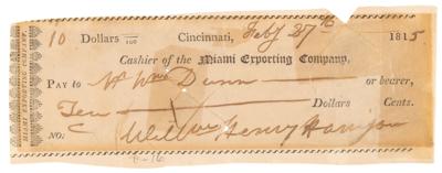 Lot #13 William Henry Harrison Signed Check