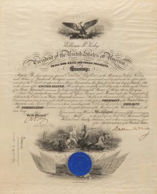 Lot #109 William McKinley Document Signed as President, Appointing a Rear Admiral in the Navy - Image 1