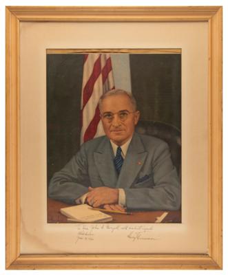 Lot #148 Harry S. Truman Signed Oversized Artistic Print as President - Image 2