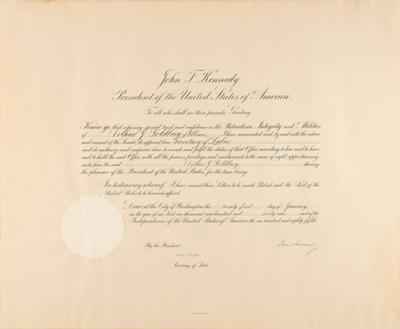 Lot #36 John F. Kennedy Document Signed as President, Appointing Arthur J. Goldberg as "Secretary of Labor" - Image 2