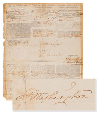 Lot #1 George Washington Document Signed as