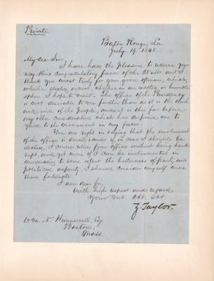 Lot #16 Zachary Taylor Letter Signed on Presidential Ambitions: "The office of the Presidency is not desirable to me farther than as it is in the wish and will of the people" - Image 2