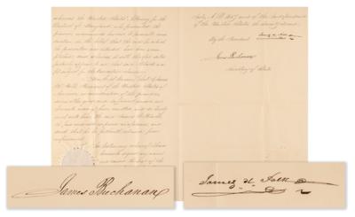 Lot #15 James K. Polk and James Buchanan Document Signed as President and Secretary of State - Image 1