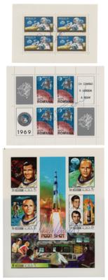 Lot #415 Apollo 12 Crew (3) Signed Stamp Sheets