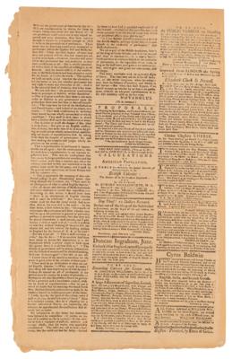 Lot #53 John Adams: The Boston Gazette from March 6, 1775, with Masthead Woodcut by Paul Revere - Open Letter from Novanglus to the Inhabitants of the Colony of Massachusetts-Bay - Image 3