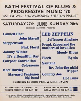 Lot #657 Led Zeppelin and Pink Floyd 1970 Bath Festival Handbill and Program - Image 1