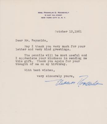 Lot #126 Eleanor Roosevelt Typed Letter Signed - Image 1