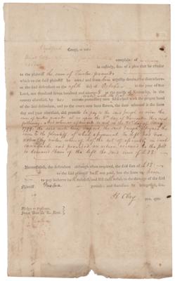 Lot #256 Henry Clay Early Court Document Filled Out and Signed (1800) - Image 1