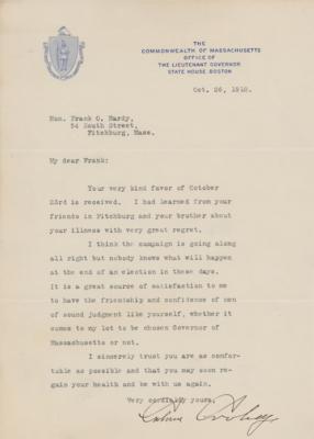 Lot #70 Calvin Coolidge Typed Letter Signed - "I think the campaign is going along all right" - Image 1