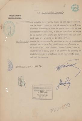 Lot #324 Juan Peron (3) Documents Signed - Image 4