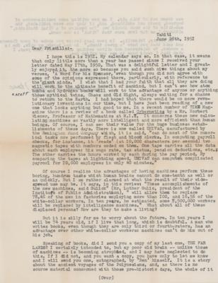 Lot #534 James Norman Hall Typed Letter Signed - Image 1