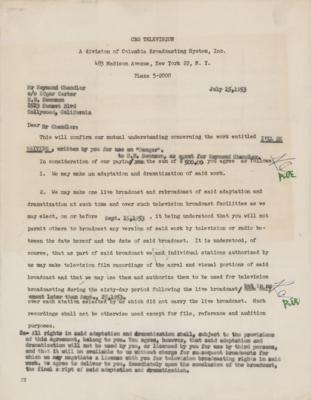 Lot #530 Raymond Chandler Document Signed - Television Contract for the CBS Series 'Danger' - Image 2