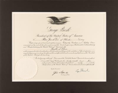 Lot #42 George Bush Document Signed as President, Appointing Ambassador to Liberia - Image 2