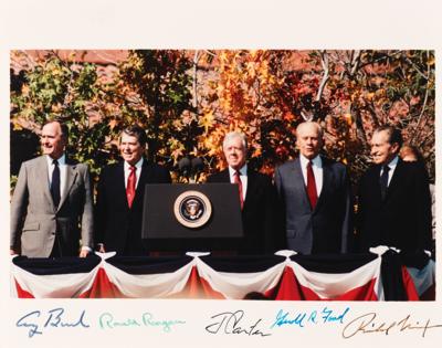 Lot #48 Five Presidents Multi-Signed Photograph: Reagan, Bush, Nixon, Ford, and Carter - Image 1