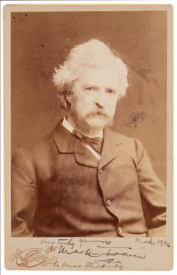 Lot #515 Samuel L. Clemens Signed Cabinet Photograph with First American Edition (Early State) of Adventures of Huckleberry Finn - Image 2