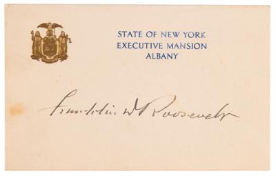 Lot #131 Franklin D. Roosevelt Signed State of New York, Executive Mansion Card - Image 1