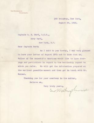 Lot #358 George Westinghouse Typed Letter Signed - Image 1