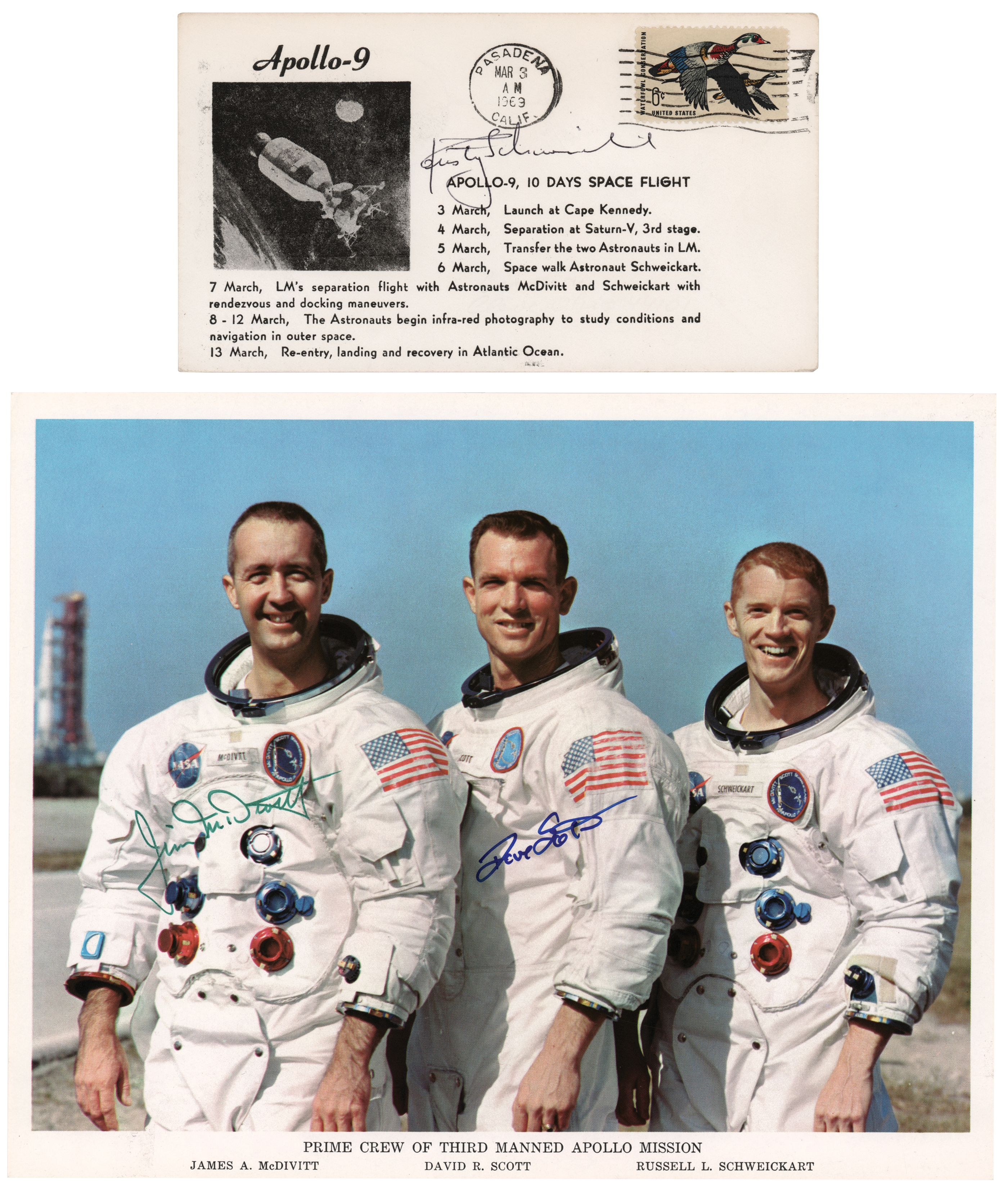 Lot #426 Apollo 9 (2) Signed Items - Image 1