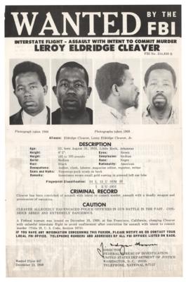 Lot #257 Eldridge Cleaver Original 1968 FBI Wanted