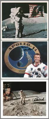 Lot #458 Moonwalkers: Alan Shepard, Charlie Duke, and Gene Cernan (3) Signed Photographs - Image 1