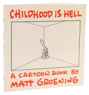 Lot #509 Matt Groening Signed Sketch in Book - Childhood Is Hell - Image 3