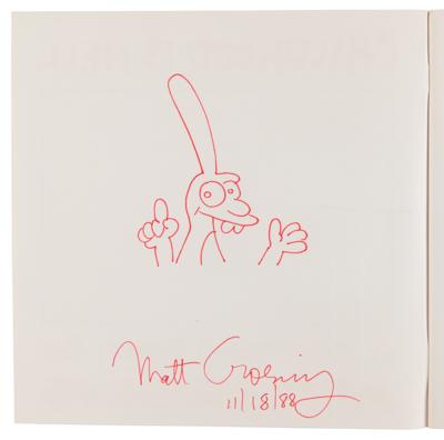 Lot #509 Matt Groening Signed Sketch in Book - Childhood Is Hell - Image 4