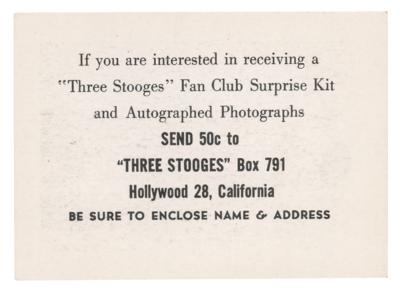 Lot #756 Three Stooges: Moe Howard Signed Fan Club Card - Image 2