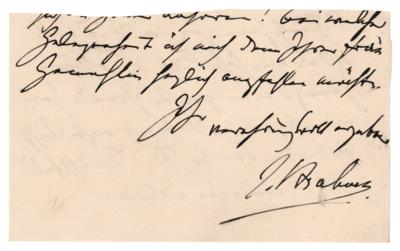 Lot #556 Johannes Brahms Partial Autograph Letter Signed: Invitation to "the performance of the two pieces" - Image 1