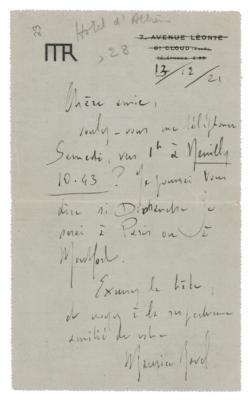 Lot #604 Maurice Ravel Autograph Letter Signed - Image 1