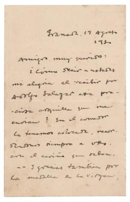 Lot #591 Manuel de Falla Autograph Letter Signed - Image 1