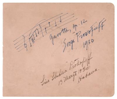 Lot #600 Sergei Prokofiev Autograph Musical Quotation Signed from "Gavotte, op. 12" - Image 1