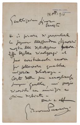 Lot #602 Giacomo Puccini Autograph Letter Signed - Image 1