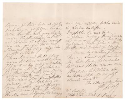 Lot #561 Franz Liszt Autograph Letter Signed: "Concert journeys are quite absurd for me" - Image 3