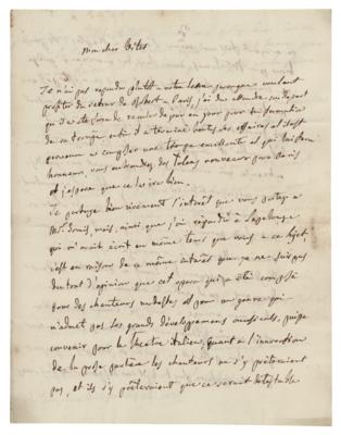 Lot #565 Gioachino Rossini Autograph Letter Signed: "I am not at all of the opinion that this opera...would be suitable for Italian theater" - Image 1