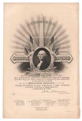 Lot #162 Washington Monument Dedication Ceremonies Invitation (1885) - Image 1