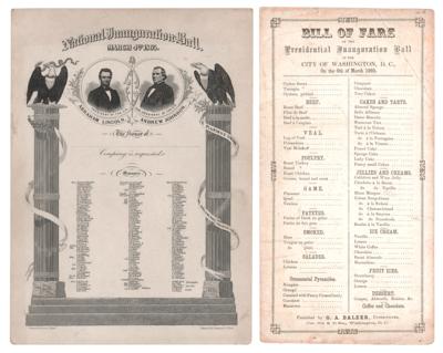 Lot #106 Lincoln Inauguration Original Invitation and Menu (1865) - Image 1