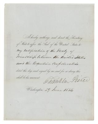 Lot #120 Franklin Pierce Document Signed as President - Image 1