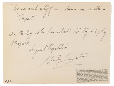 Lot #694 Charlie Chaplin Autograph Quotation Signed: "All the world's a stage" - Image 2