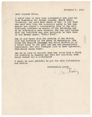 Lot #185 Leon Trotsky Typed Letter Signed on a Communist Activist: "Her main strength lies in mass agitation, especially among women" - Image 1