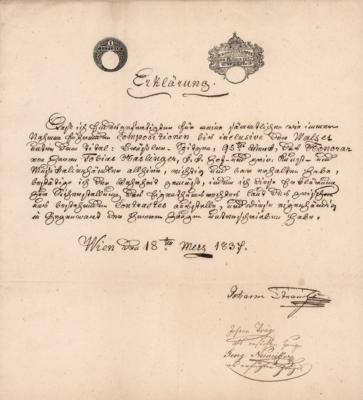 Lot #566 Johann Strauss I Document Signed