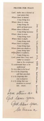 Lot #308 Mother Teresa Signed Prayer Slip - Image 1