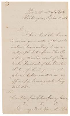 Lot #173 William Seward Letter Signed on the Assassination of President Lincoln - Image 2