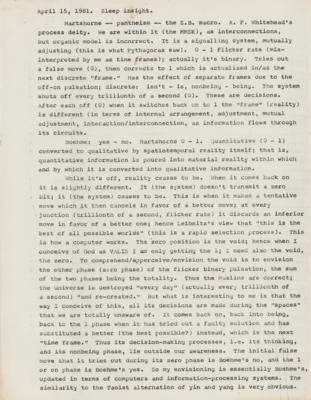 Lot #516 Philip K. Dick Typed Letter Signed on Constructing a "model of reality" - Image 2