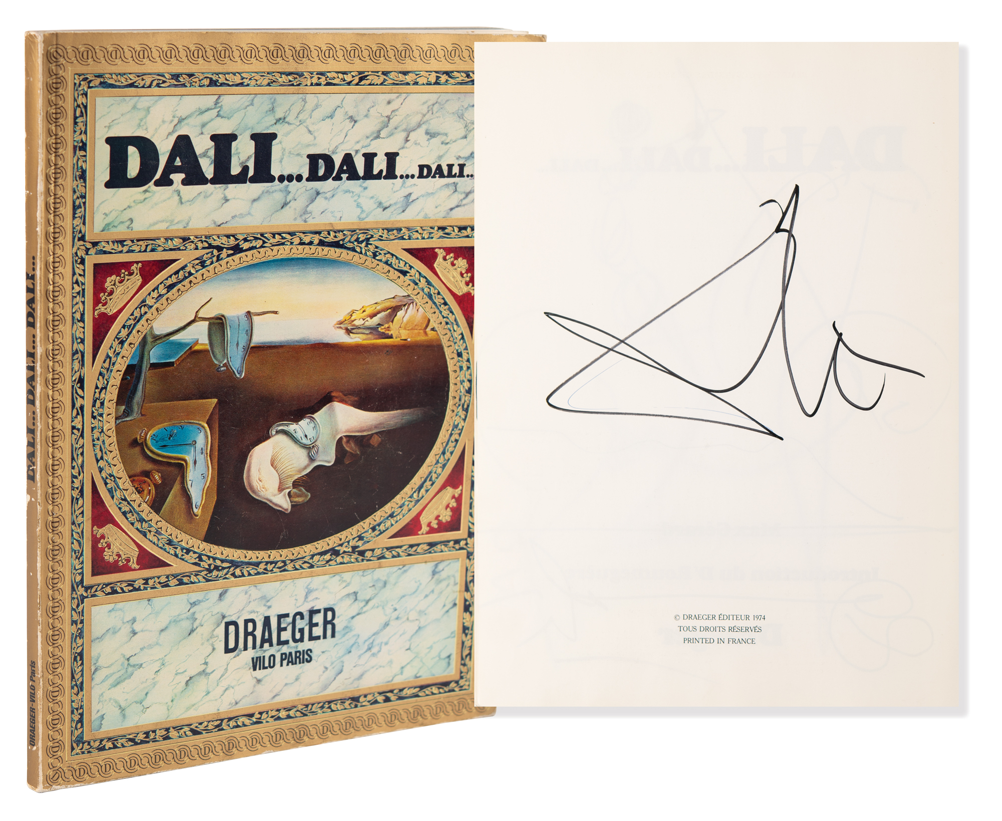 Lot #475 Salvador Dali Twice-Signed Book with Don Quixote Sketch - Image 1